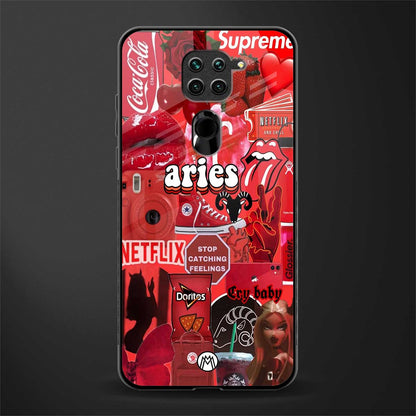 aries aesthetic collage glass case for redmi note 9 image