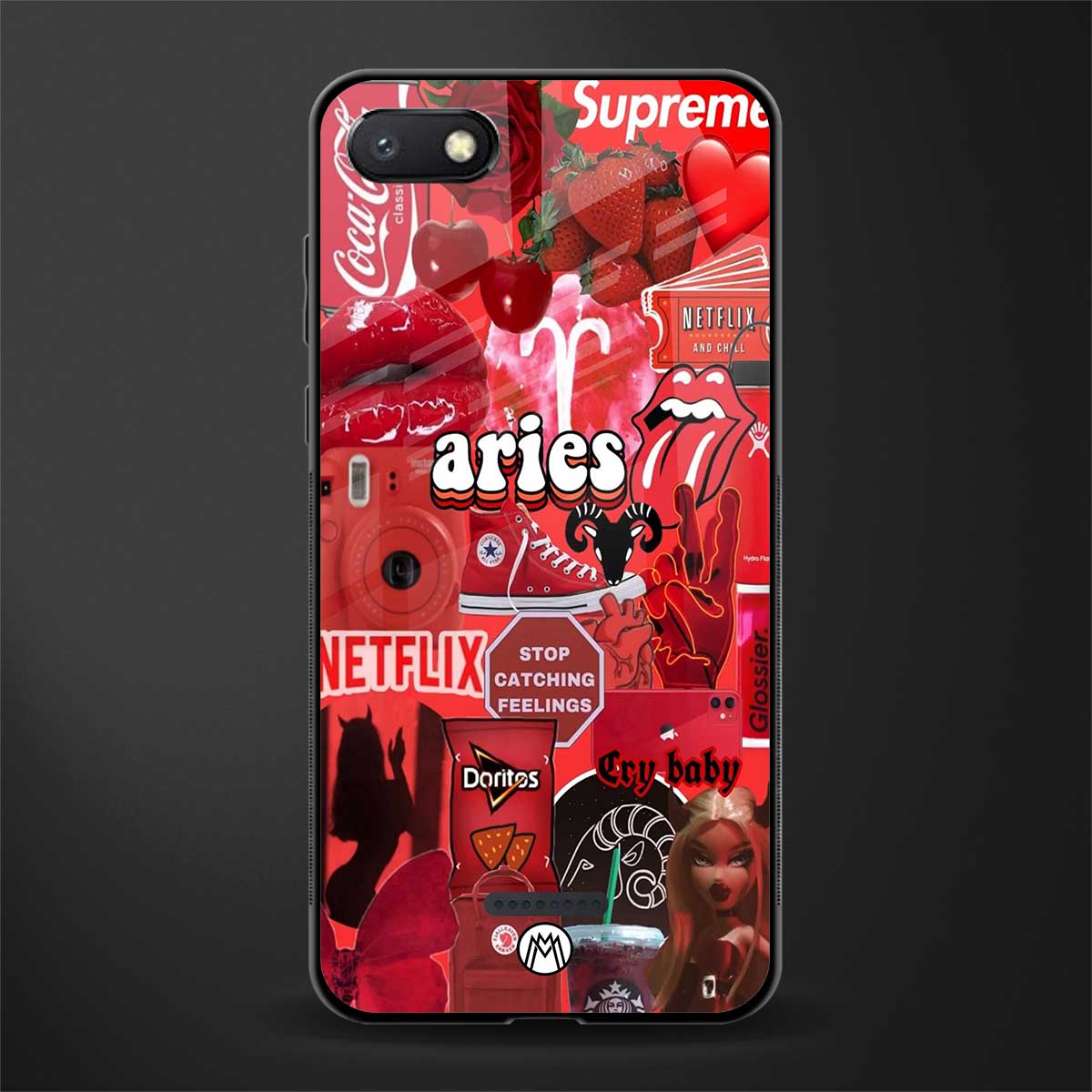 aries aesthetic collage glass case for redmi 6a image