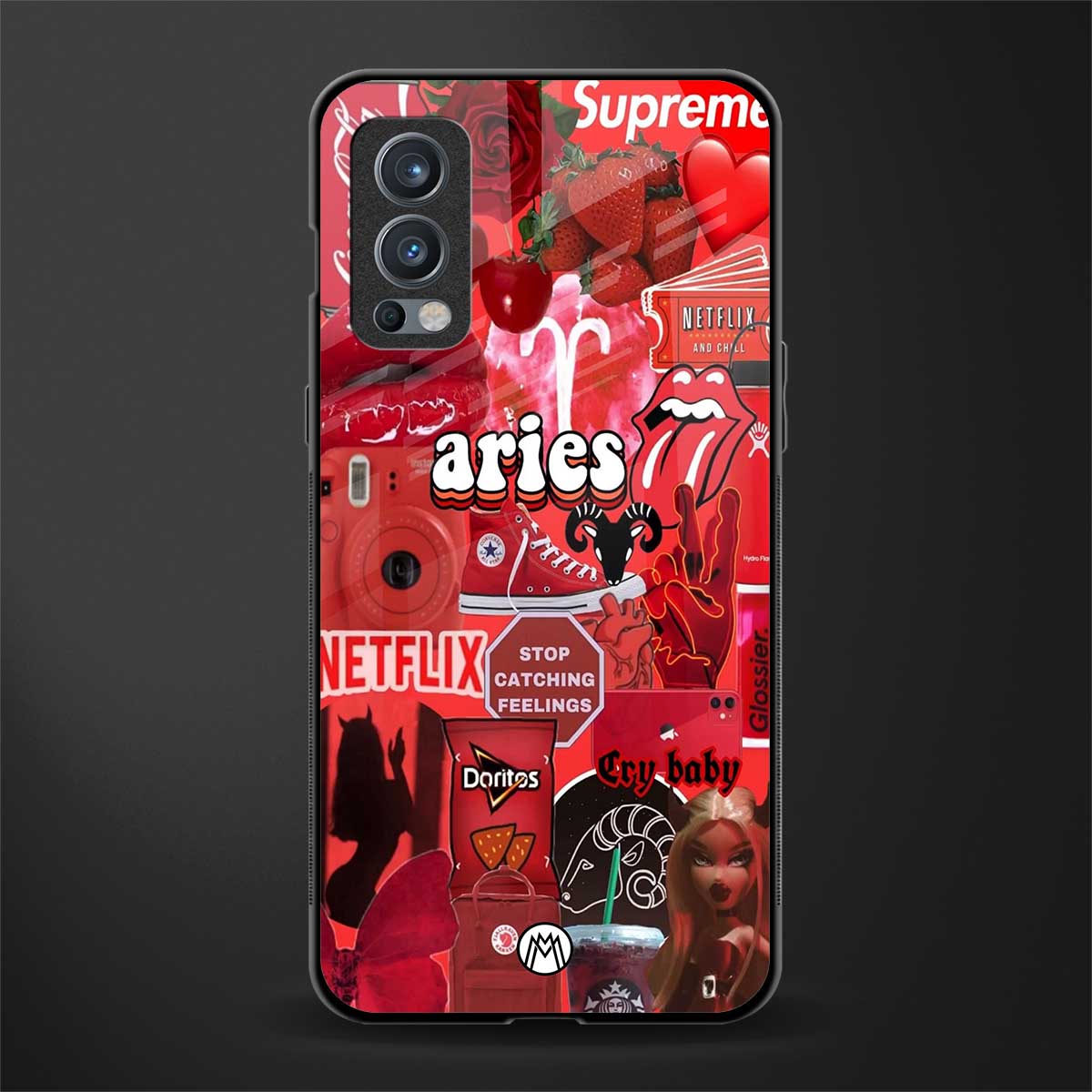 aries aesthetic collage glass case for oneplus nord 2 5g image