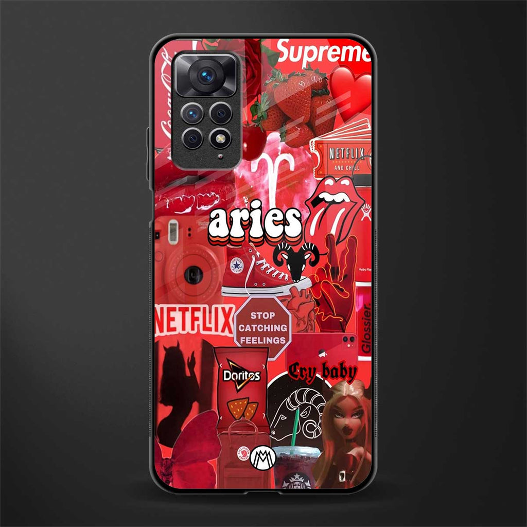 aries aesthetic collage glass case for redmi note 11s image