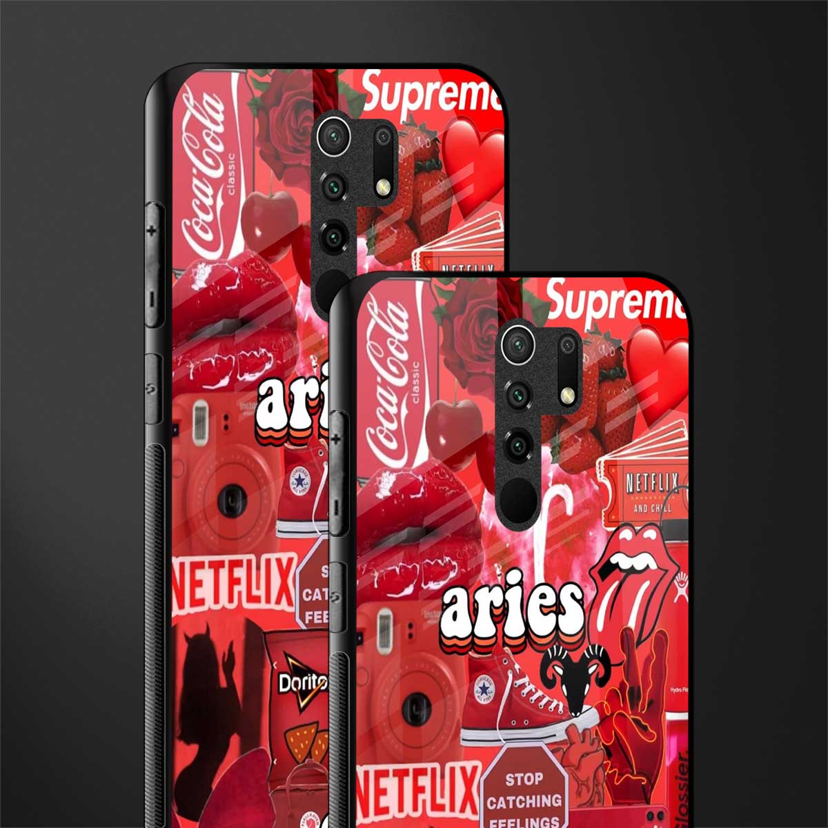 aries aesthetic collage glass case for redmi 9 prime image-2
