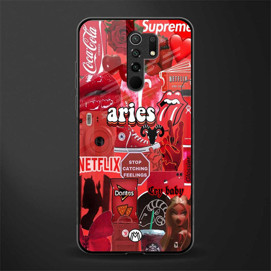 aries aesthetic collage glass case for redmi 9 prime image