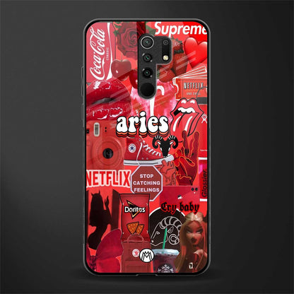 aries aesthetic collage glass case for poco m2 image