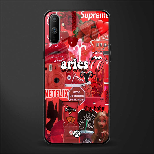 aries aesthetic collage glass case for realme c3 image