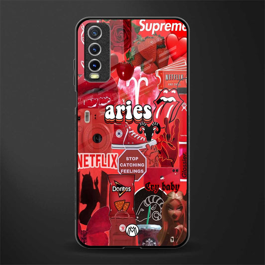 aries aesthetic collage glass case for vivo y20 image