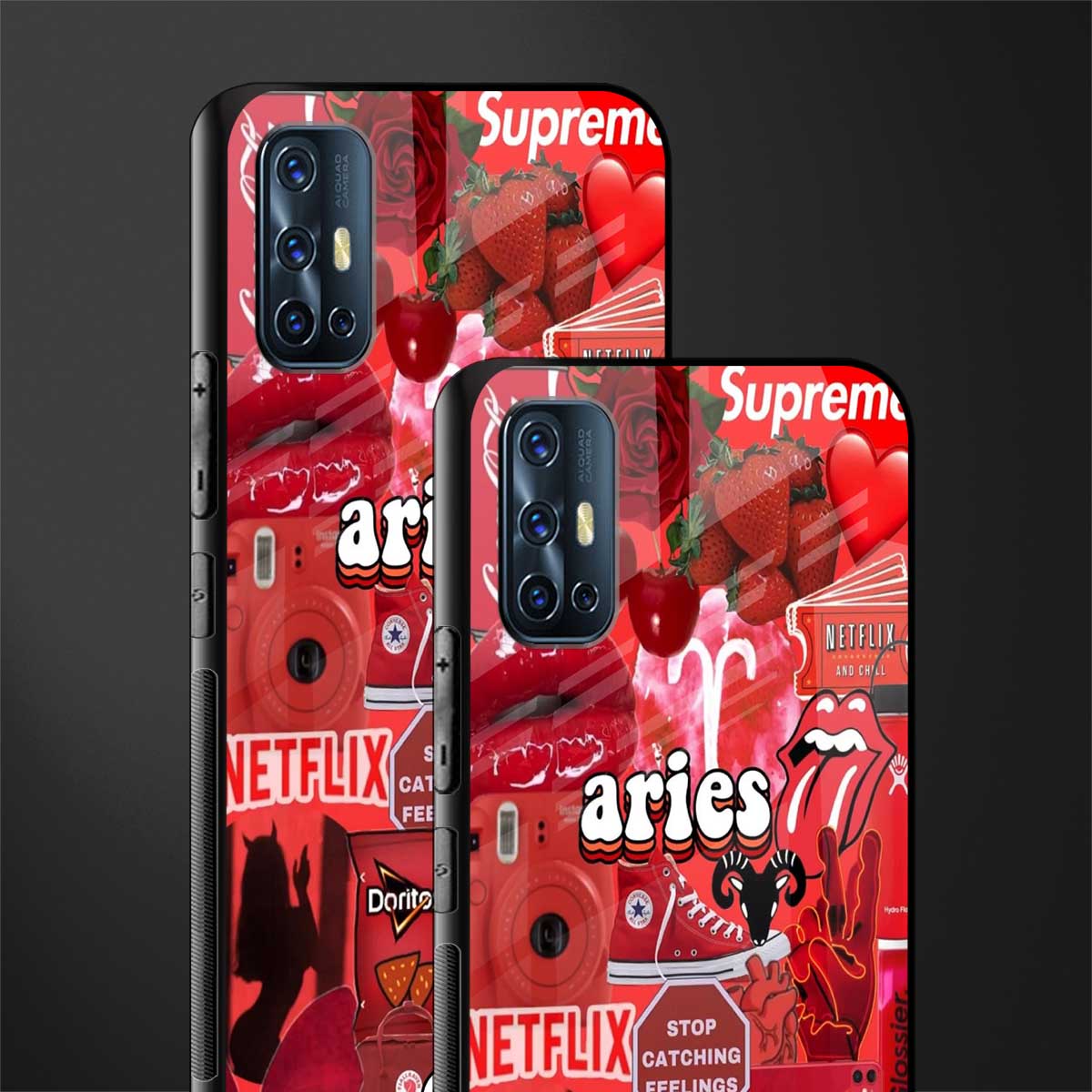 aries aesthetic collage glass case for vivo v17 image-2