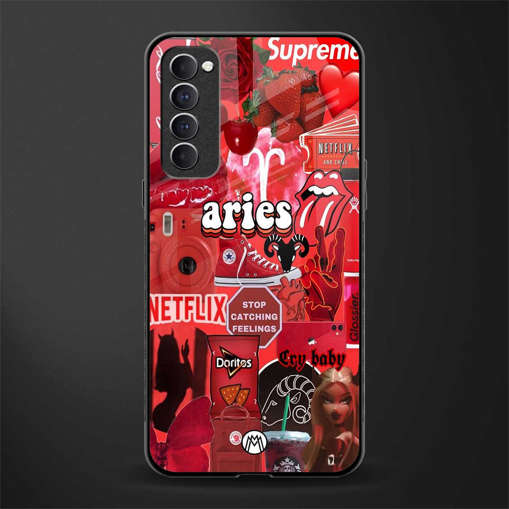aries aesthetic collage glass case for oppo reno 4 pro image