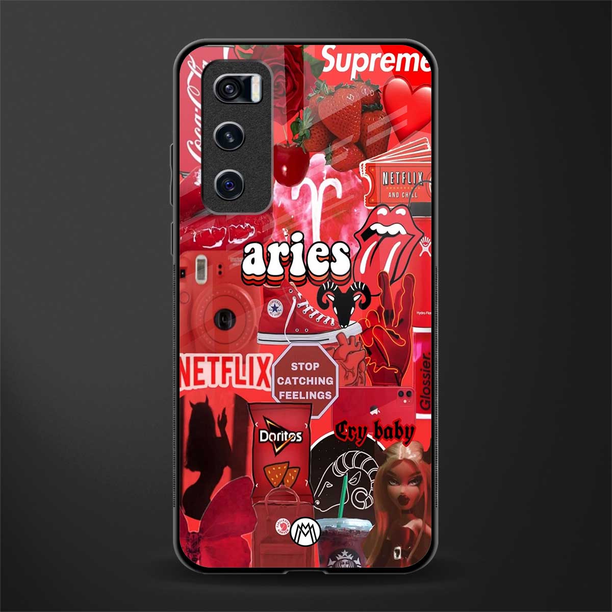 aries aesthetic collage glass case for vivo v20 se image
