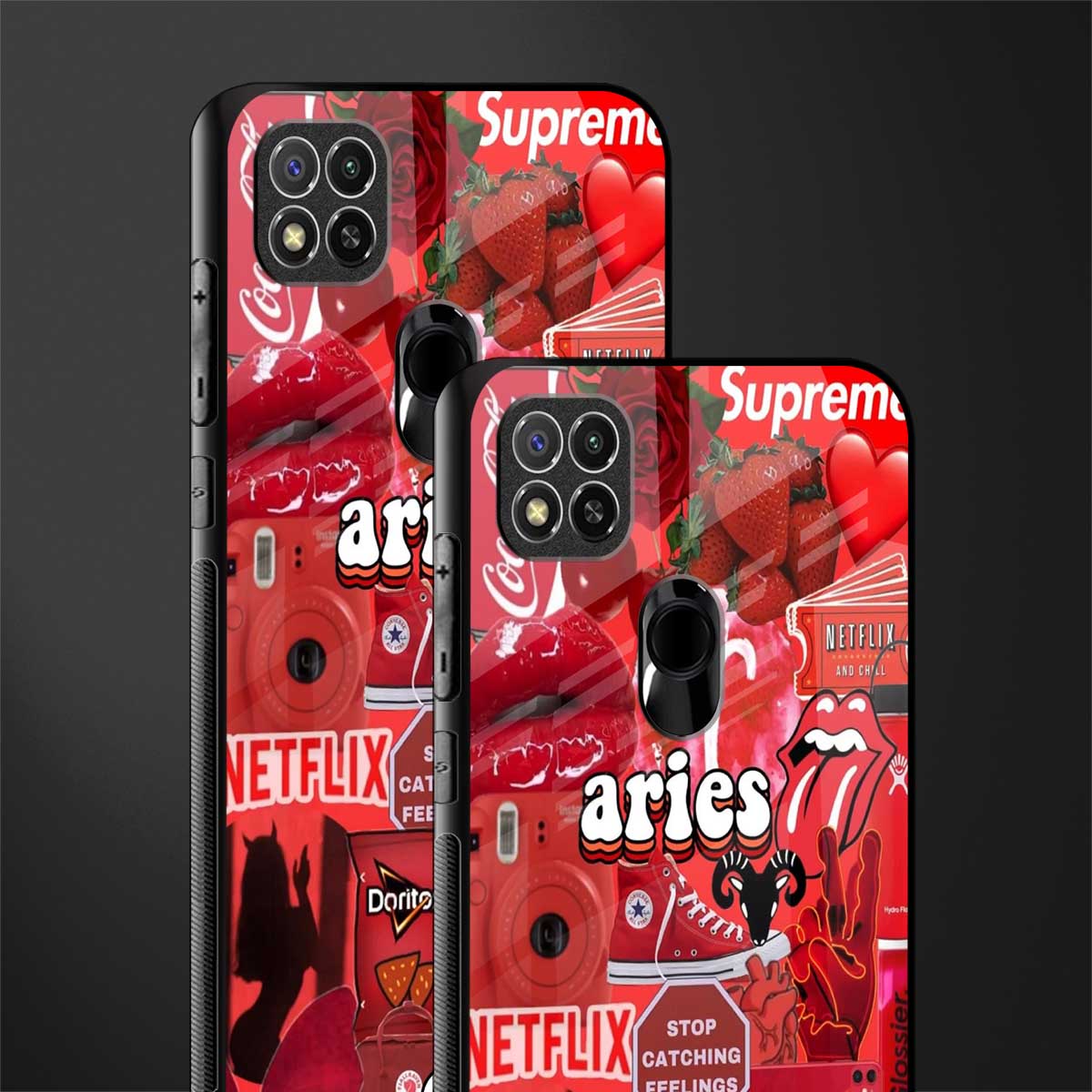 aries aesthetic collage glass case for poco c31 image-2