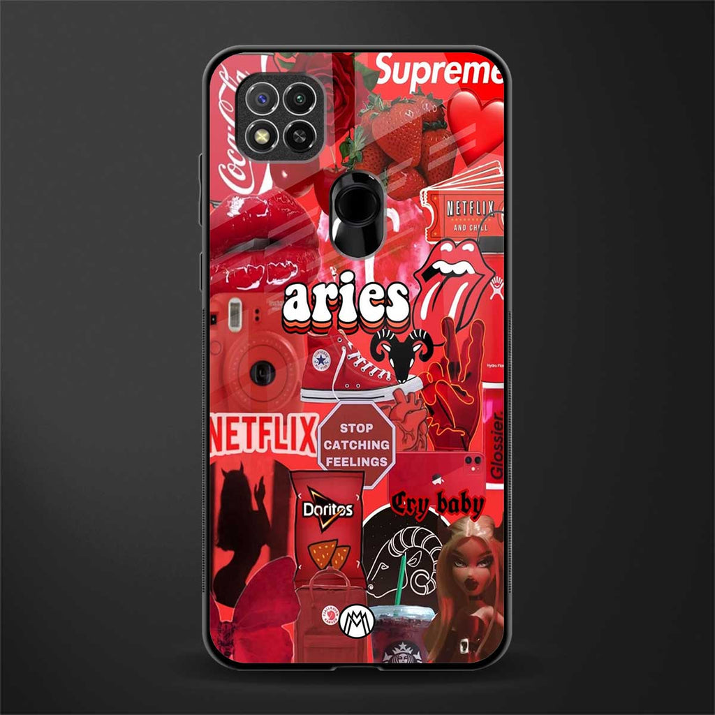 aries aesthetic collage glass case for redmi 9c image