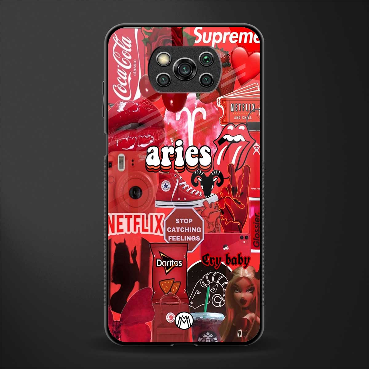 aries aesthetic collage glass case for poco x3 pro image
