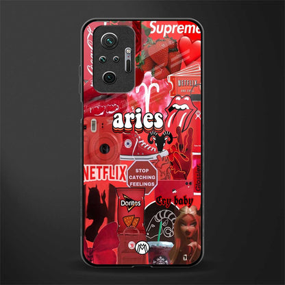 aries aesthetic collage glass case for redmi note 10 pro image