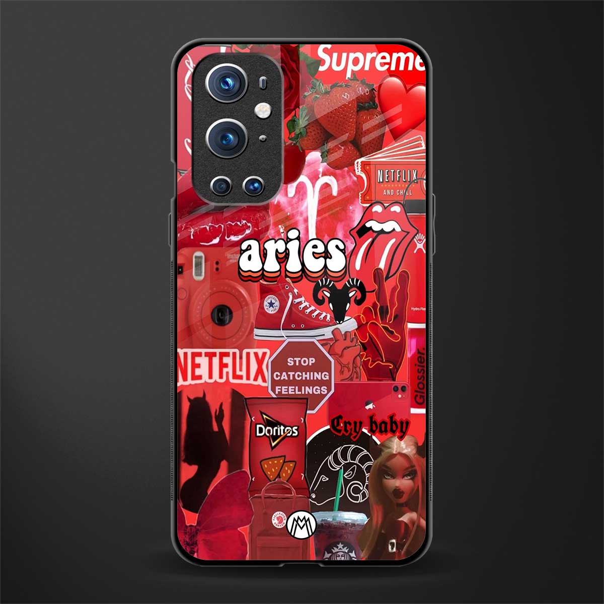 aries aesthetic collage glass case for oneplus 9 pro image