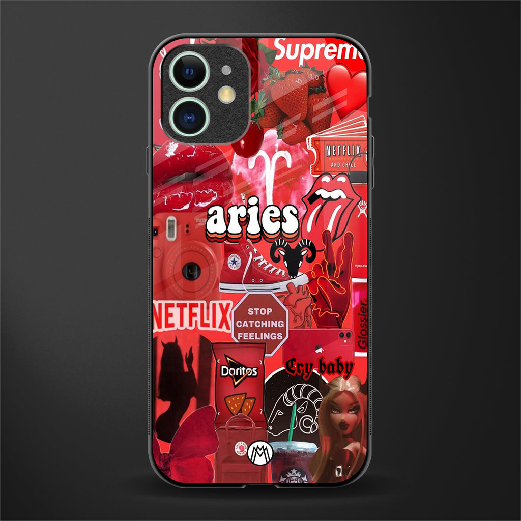 aries aesthetic collage glass case for iphone 12 mini image