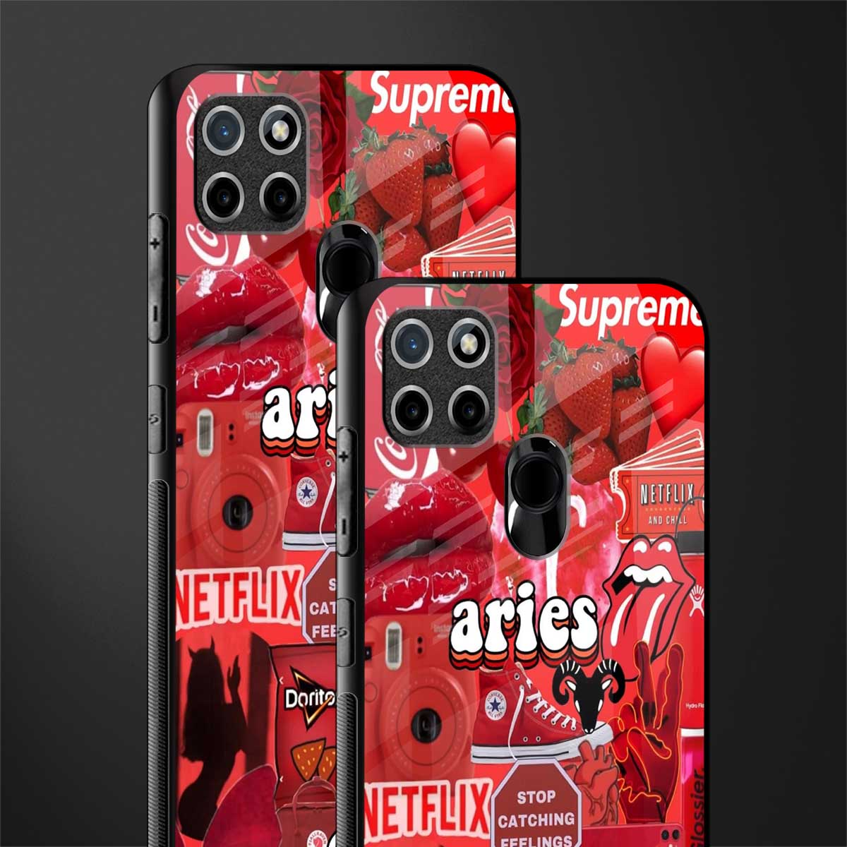 aries aesthetic collage glass case for realme c21y image-2
