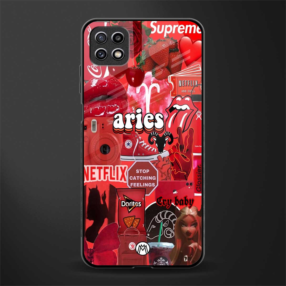 aries aesthetic collage glass case for samsung galaxy a22 5g image