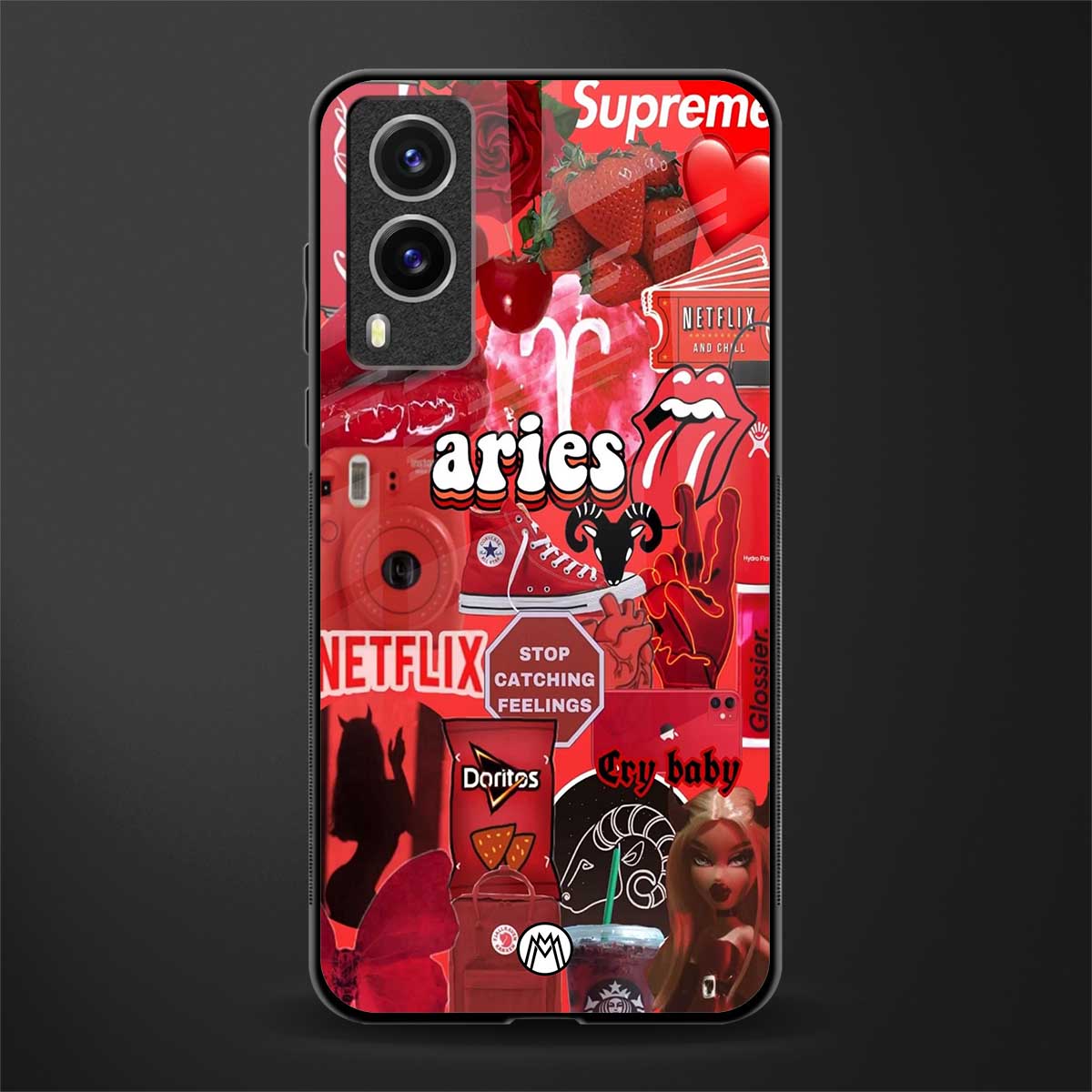aries aesthetic collage glass case for vivo v21e 5g image