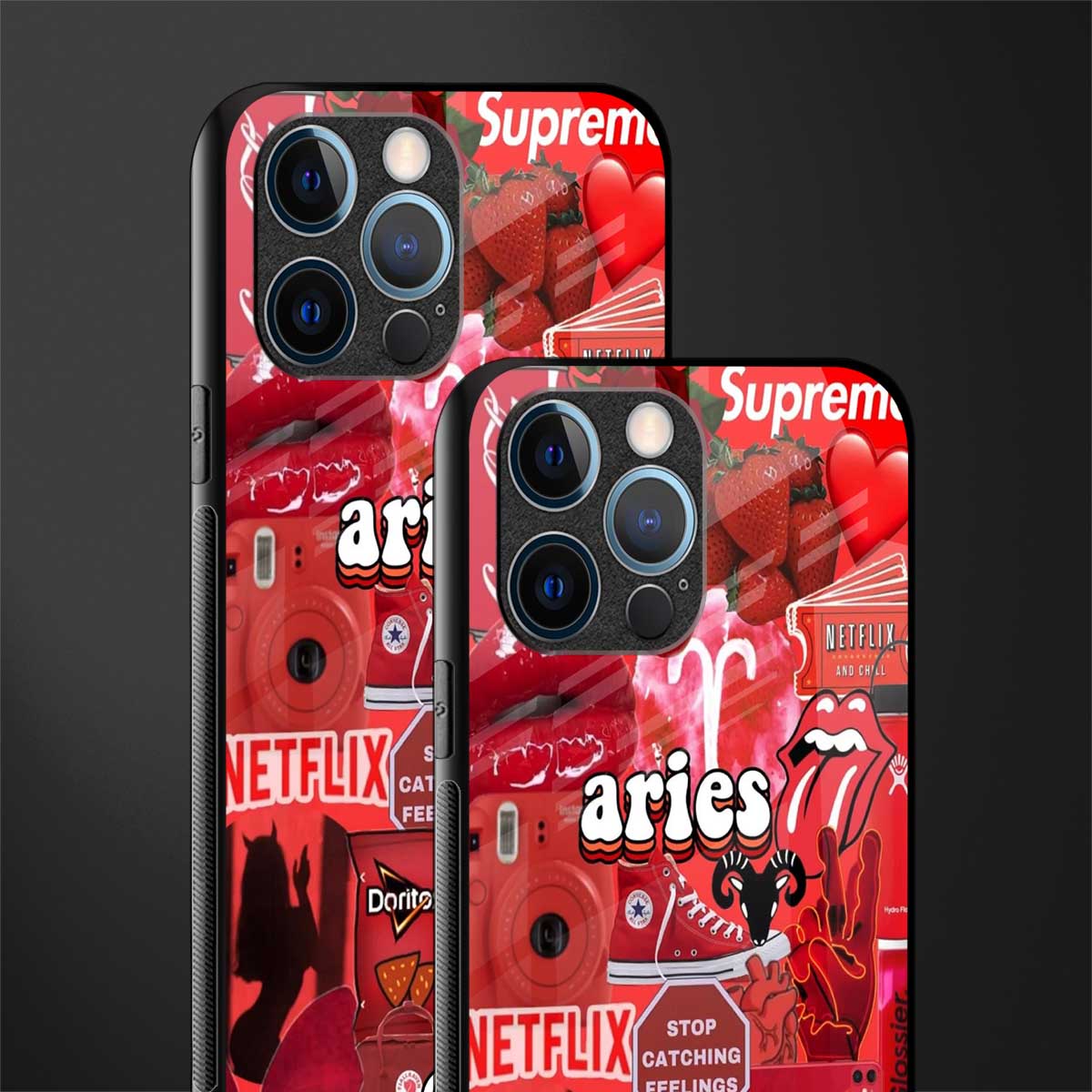 aries aesthetic collage glass case for iphone 13 pro image-2