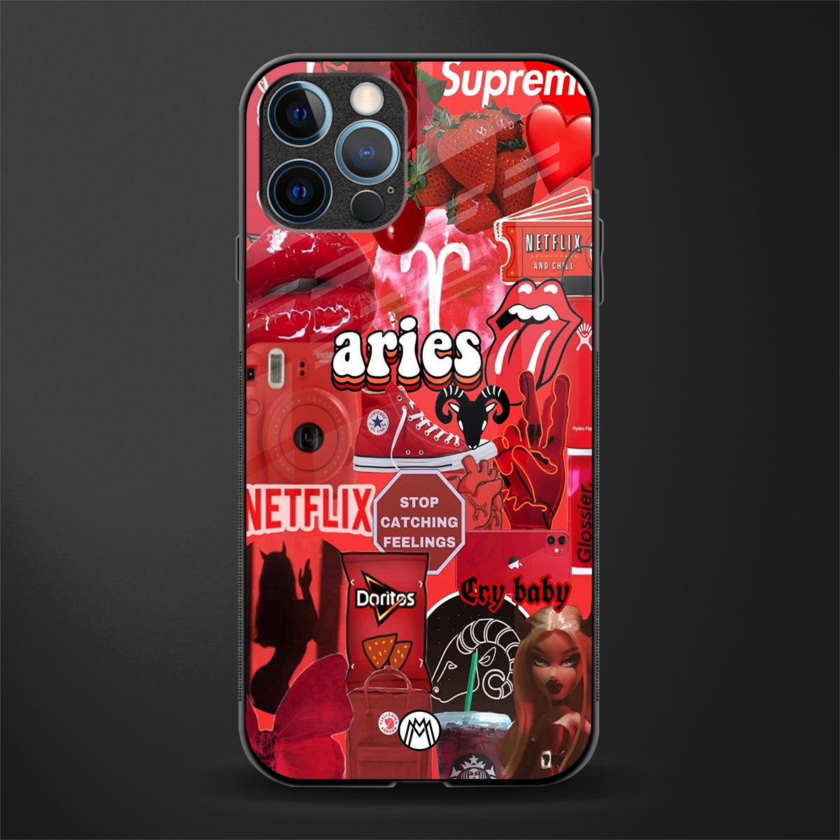 aries aesthetic collage glass case for iphone 12 pro max image