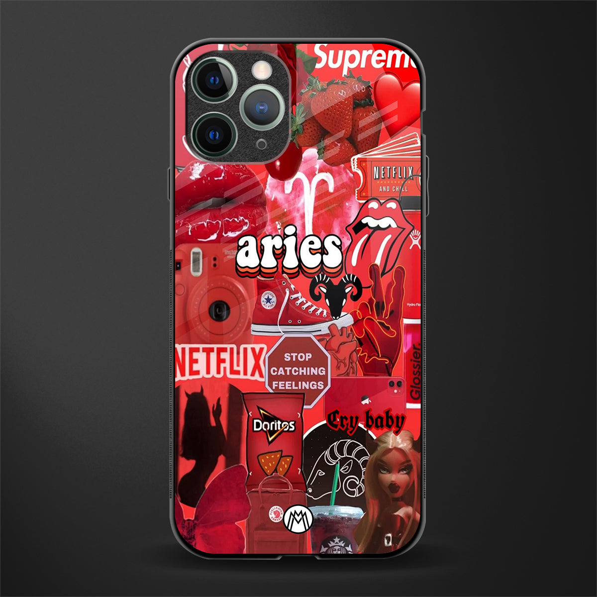 aries aesthetic collage glass case for iphone 11 pro max image