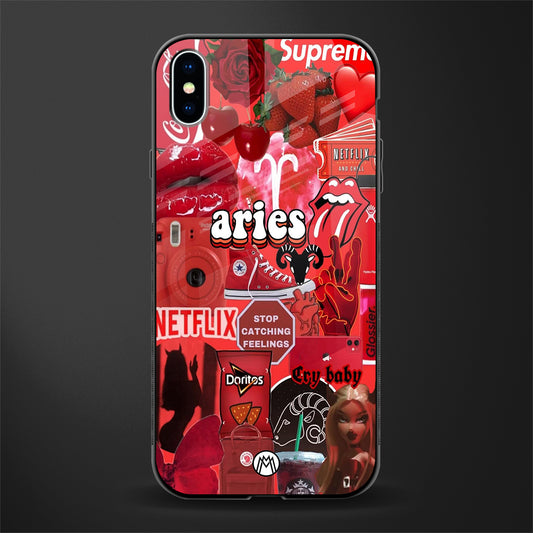 aries aesthetic collage glass case for iphone xs max image