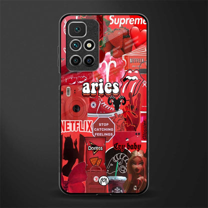 aries aesthetic collage glass case for redmi 10 prime image