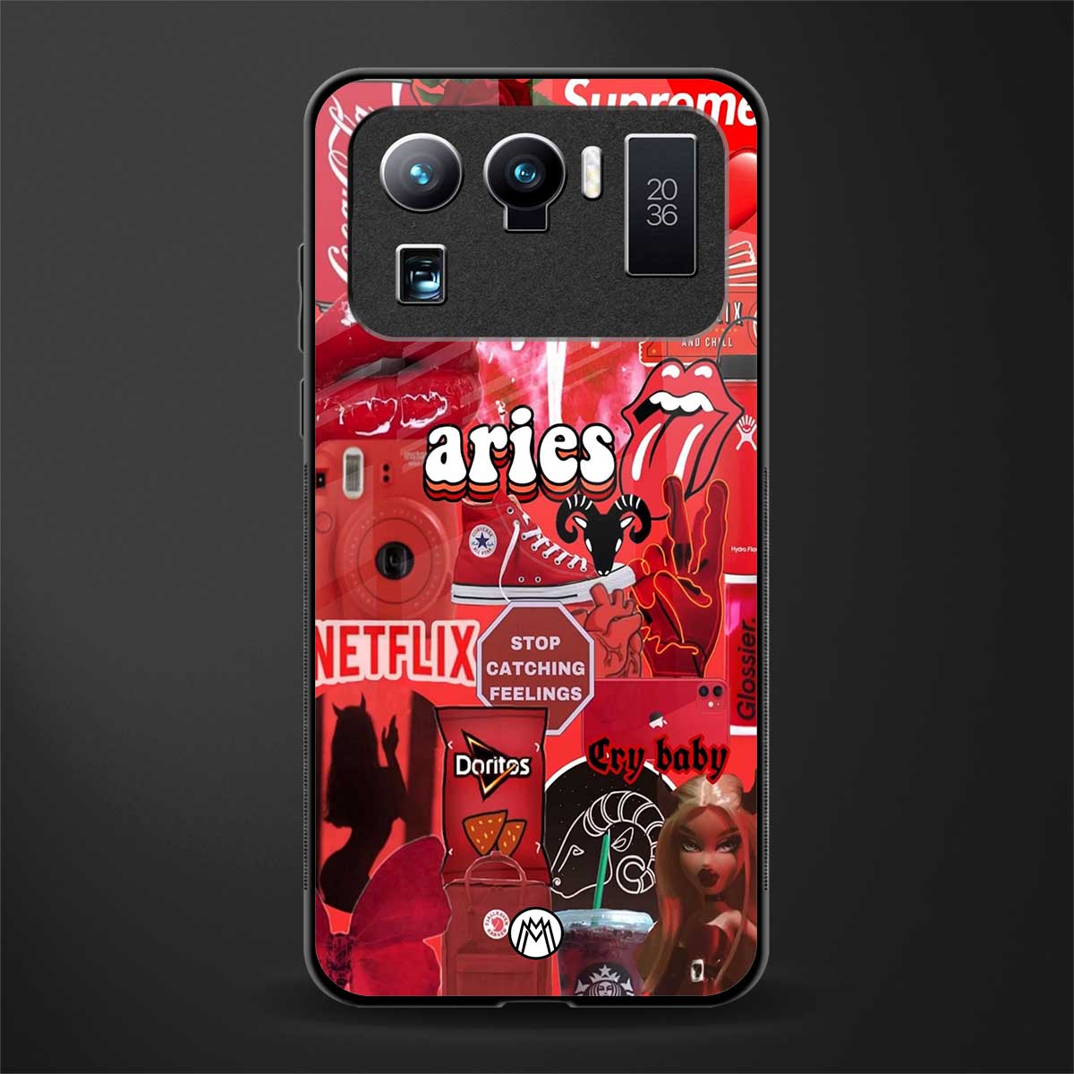 aries aesthetic collage glass case for mi 11 ultra 5g image