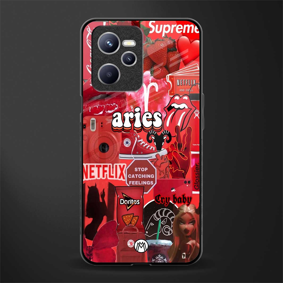 aries aesthetic collage glass case for realme c35 image