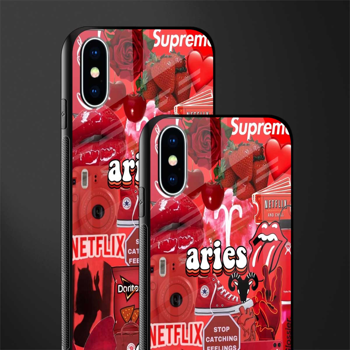 aries aesthetic collage glass case for iphone x image-2