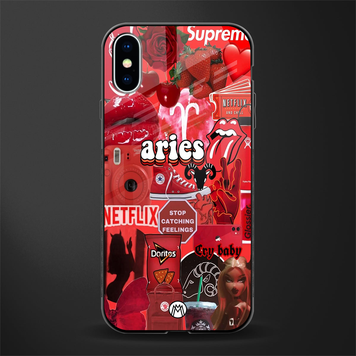 aries aesthetic collage glass case for iphone xs image