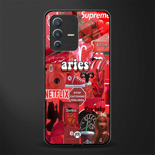 aries aesthetic collage glass case for vivo v23 5g image
