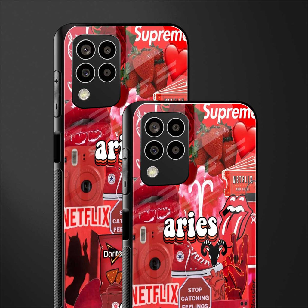 aries aesthetic collage back phone cover | glass case for samsung galaxy m33 5g