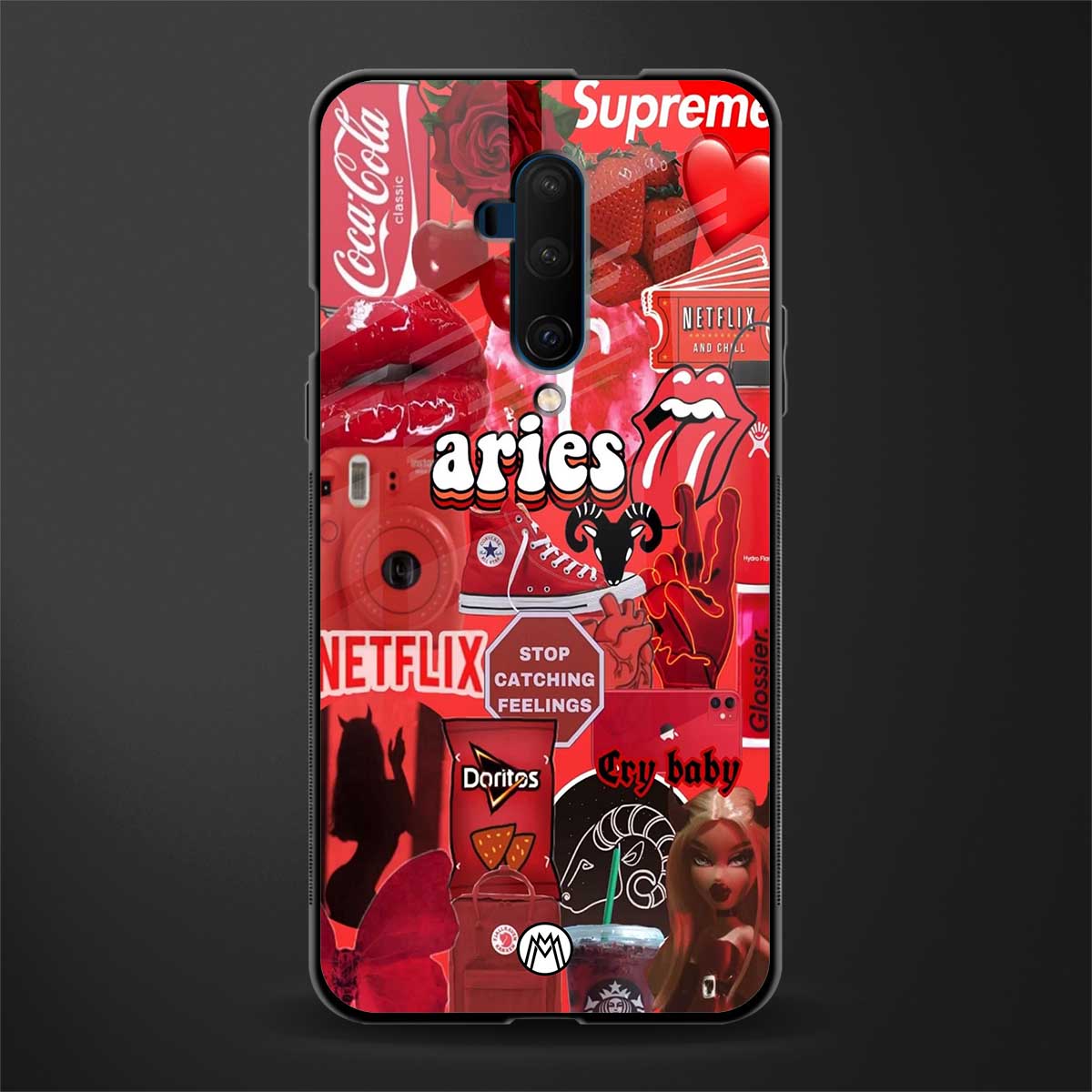 aries aesthetic collage glass case for oneplus 7t pro image