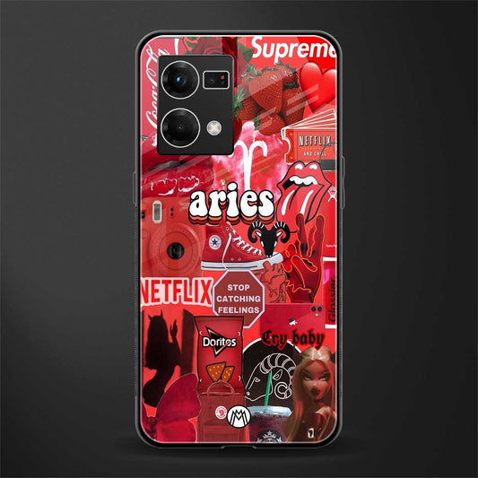 aries aesthetic collage back phone cover | glass case for oppo f21 pro 4g