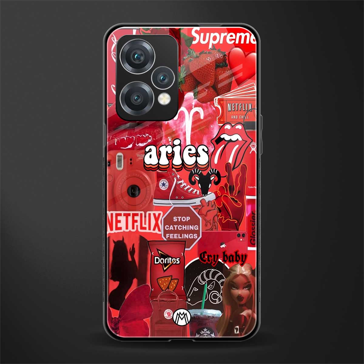 aries aesthetic collage back phone cover | glass case for oneplus nord ce 2 lite 5g