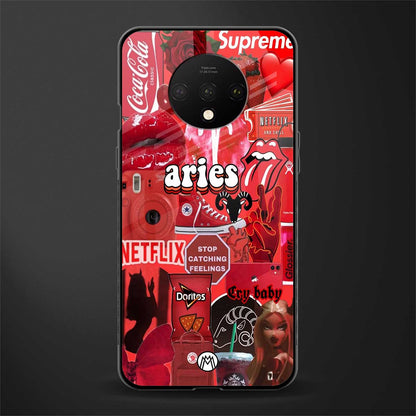 aries aesthetic collage glass case for oneplus 7t image