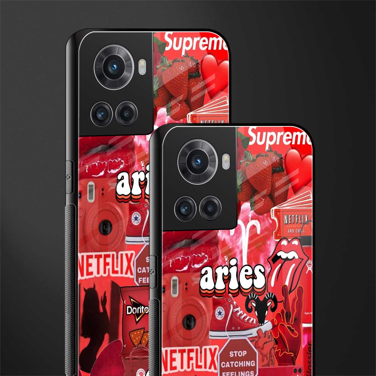 aries aesthetic collage back phone cover | glass case for oneplus 10r 5g