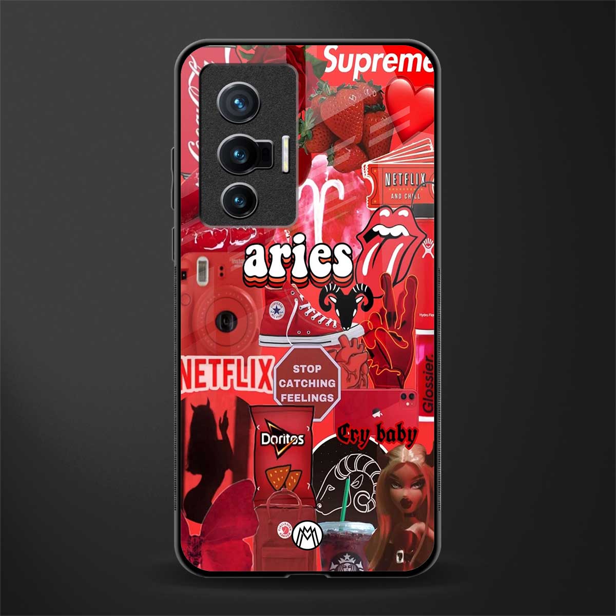 aries aesthetic collage glass case for vivo x70 image