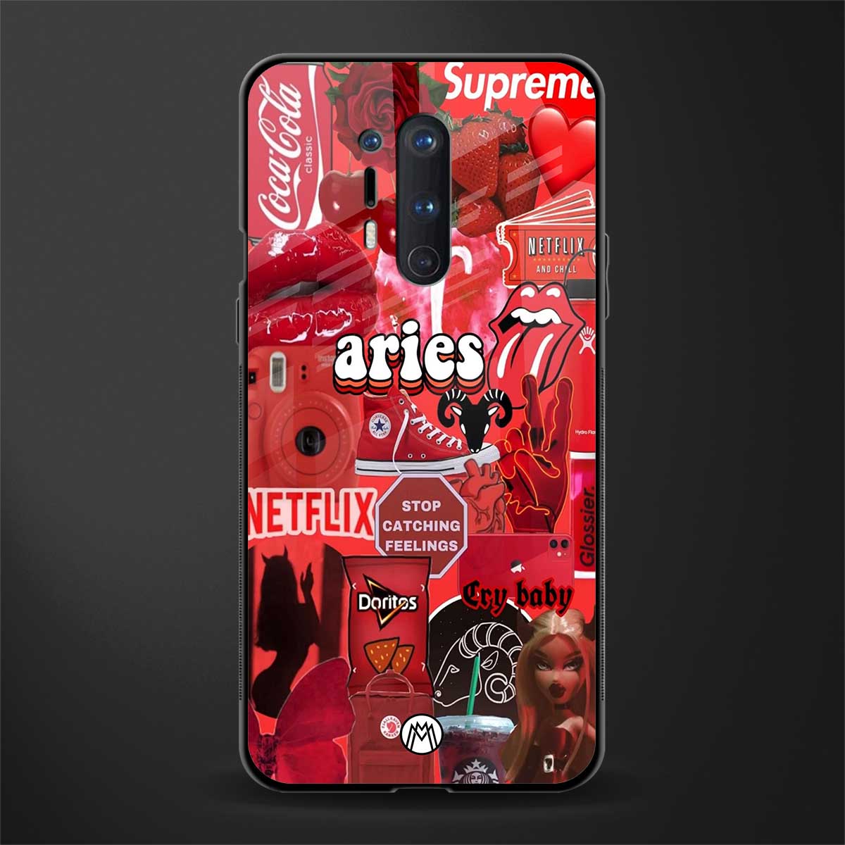 aries aesthetic collage glass case for oneplus 8 pro image
