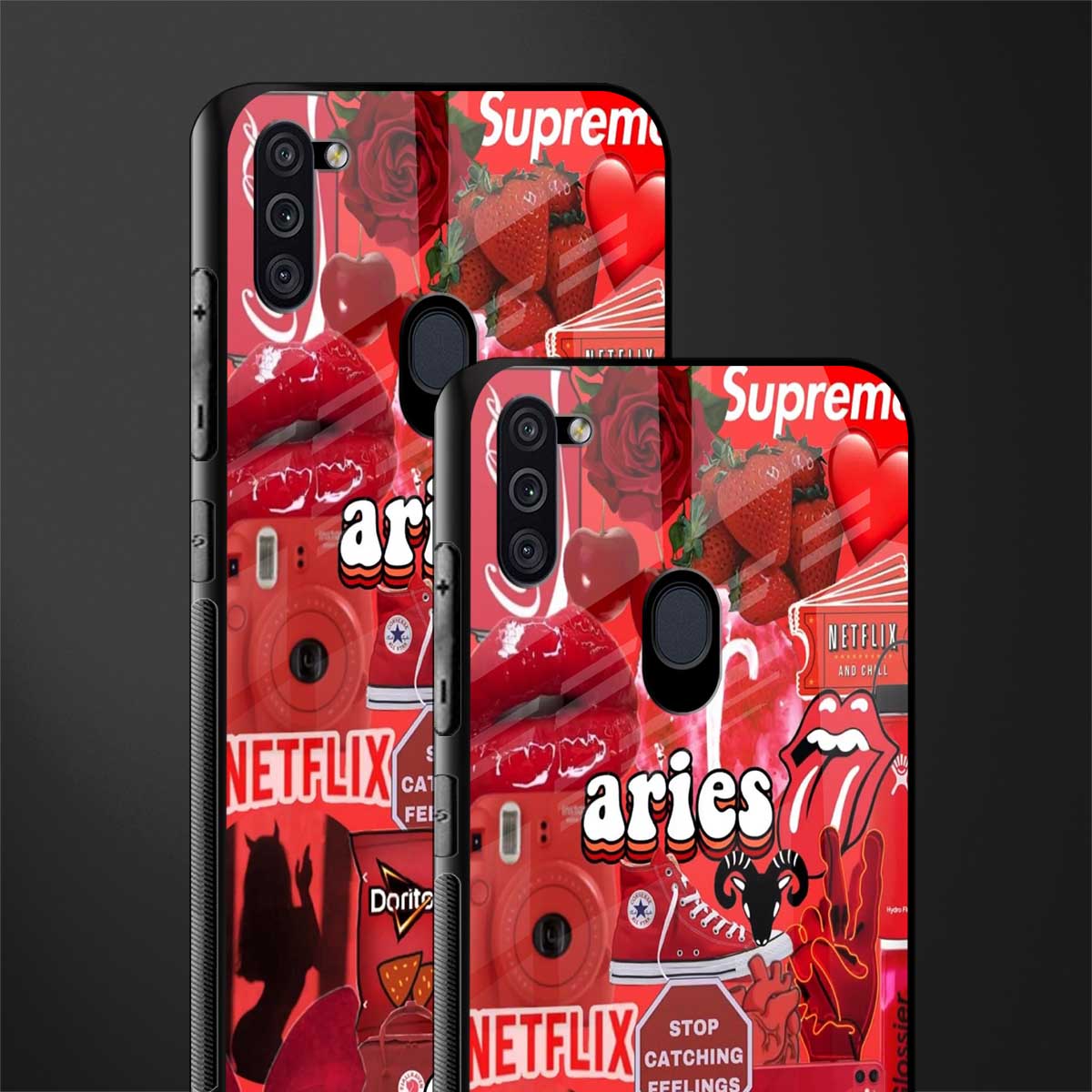 aries aesthetic collage glass case for samsung galaxy m11 image-2
