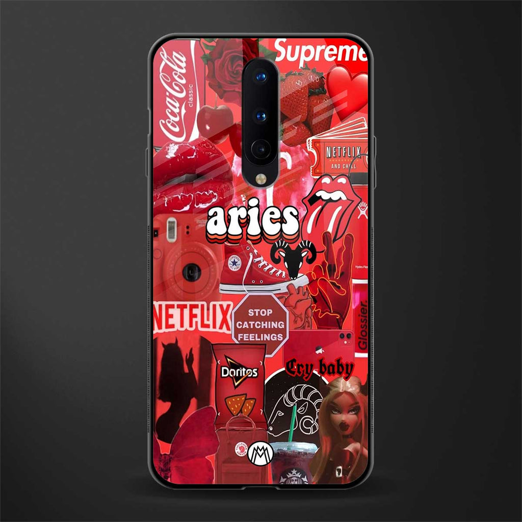 aries aesthetic collage glass case for oneplus 8 image