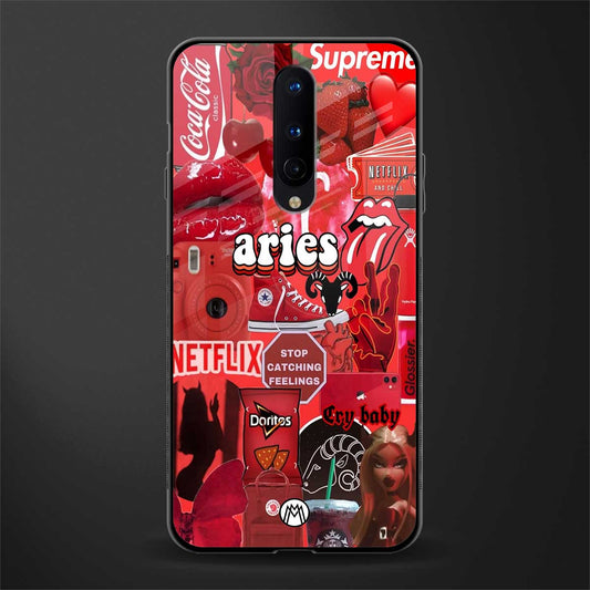 aries aesthetic collage glass case for oneplus 8 image