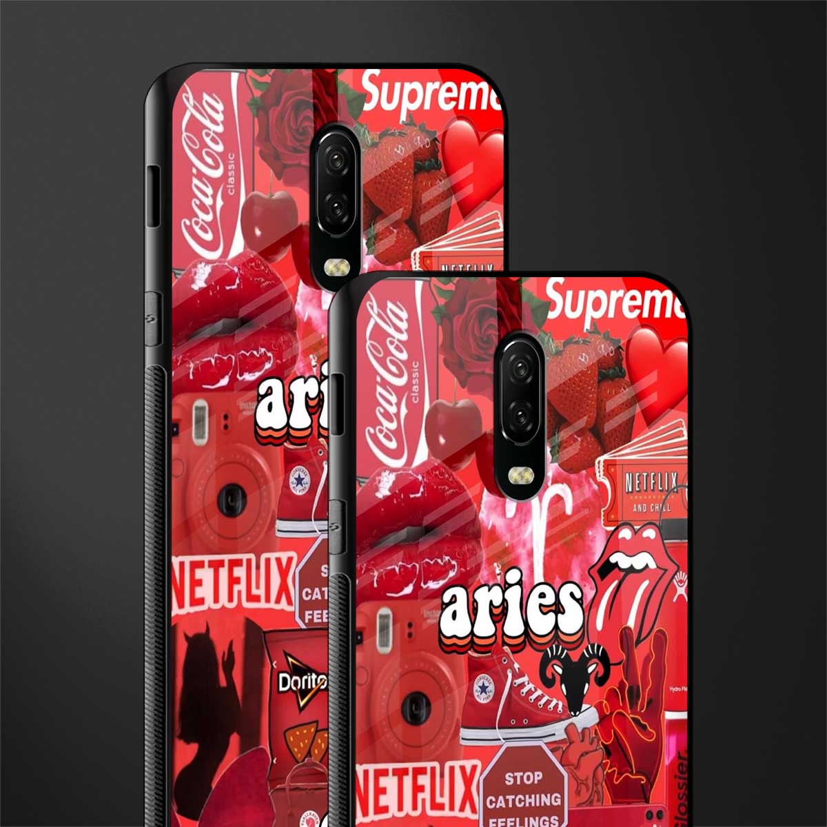 aries aesthetic collage glass case for oneplus 6t image-2