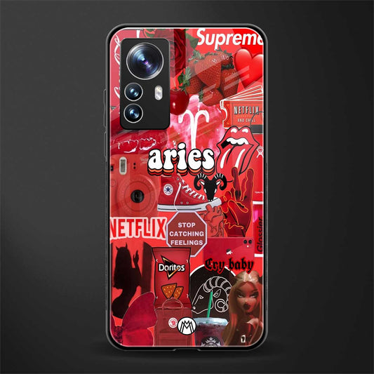 aries aesthetic collage back phone cover | glass case for xiaomi 12 pro