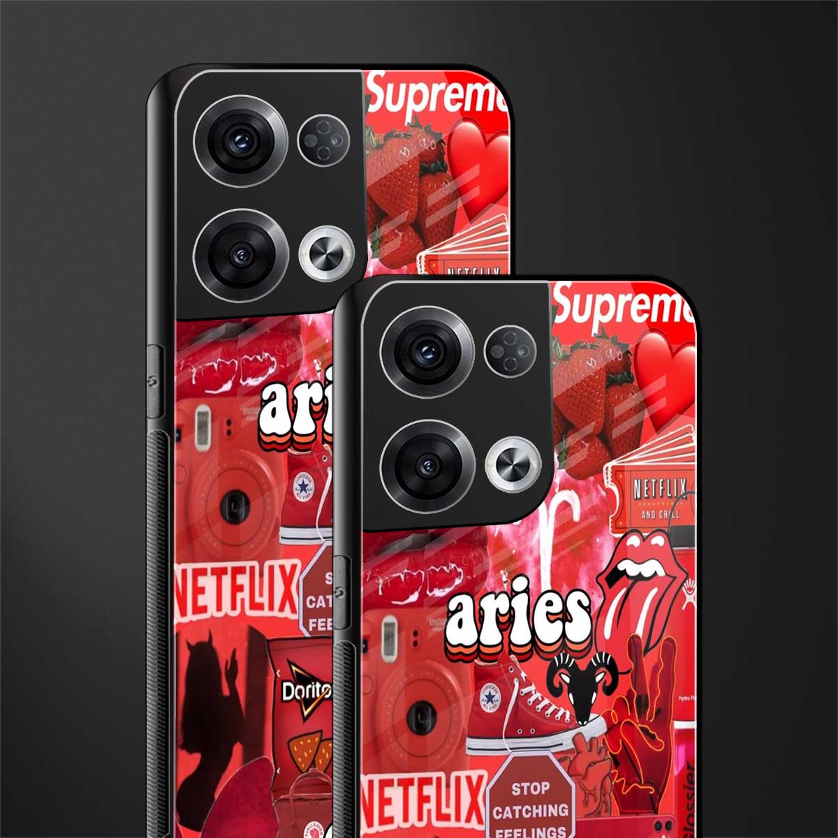 aries aesthetic collage back phone cover | glass case for oppo reno 8