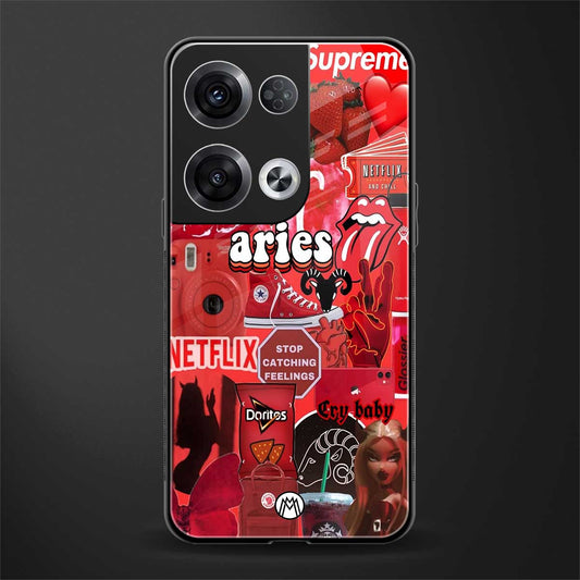 aries aesthetic collage back phone cover | glass case for oppo reno 8