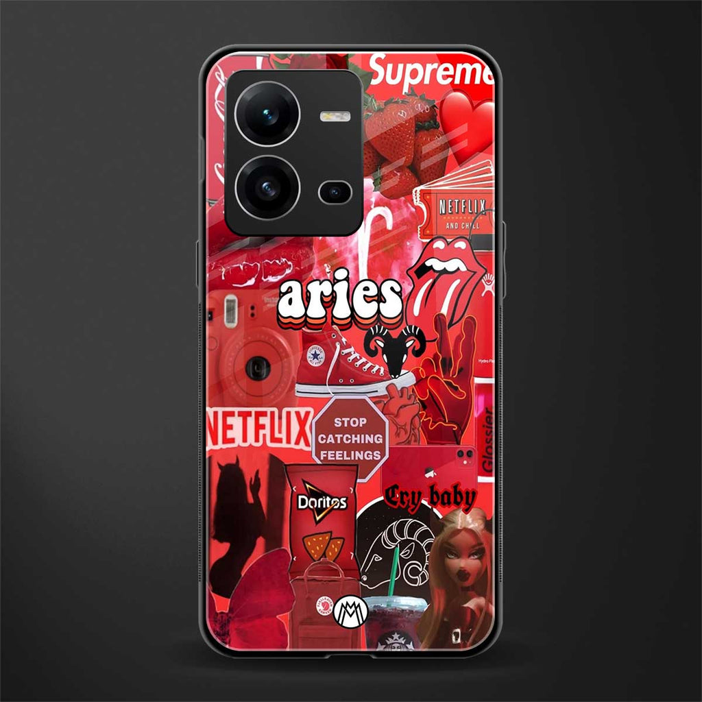 aries aesthetic collage back phone cover | glass case for vivo v25-5g