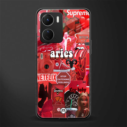 aries aesthetic collage back phone cover | glass case for vivo y16