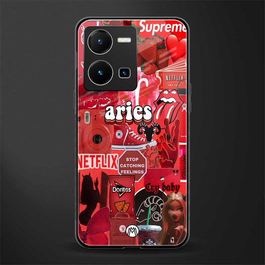 aries aesthetic collage back phone cover | glass case for vivo y35 4g