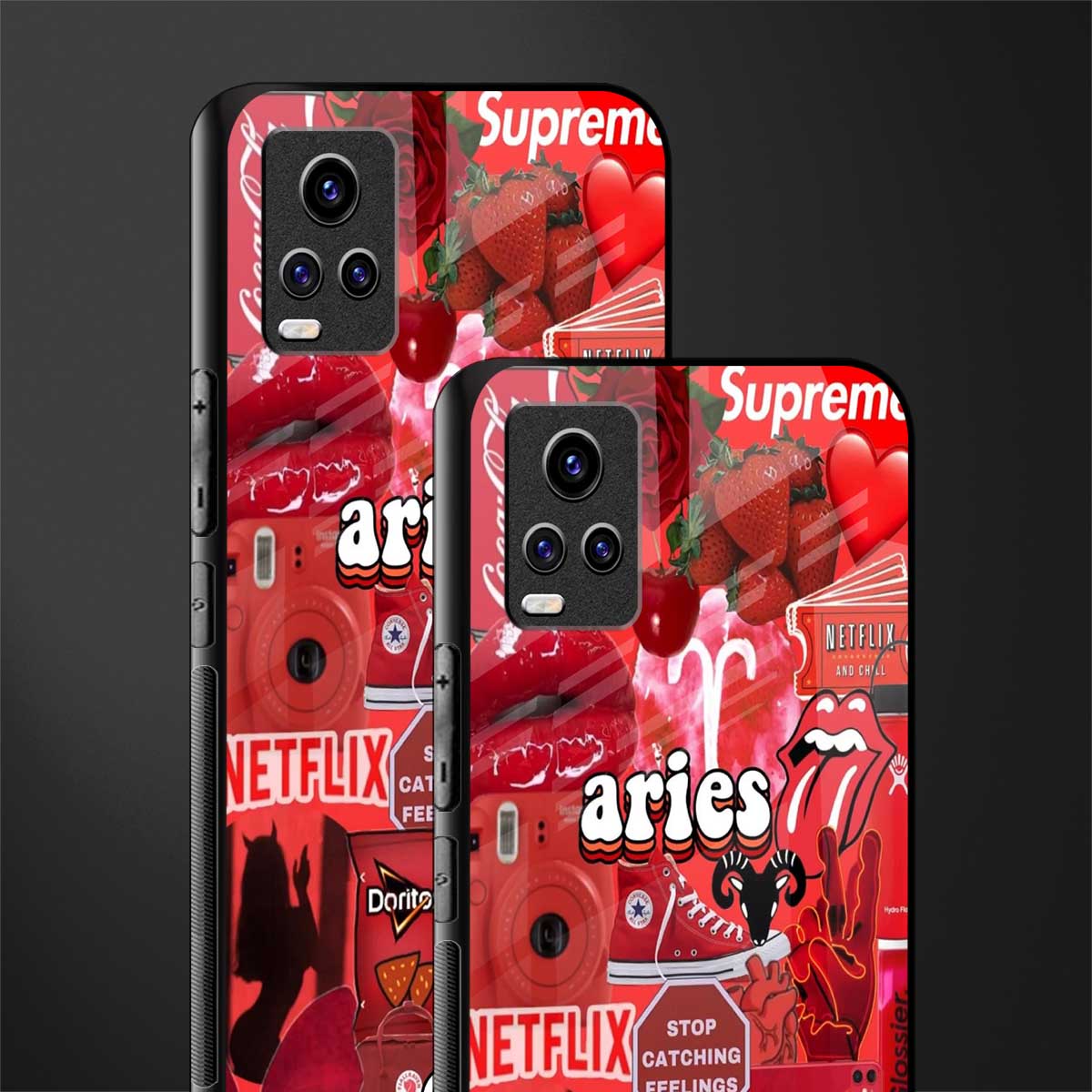 aries aesthetic collage back phone cover | glass case for vivo v21e 4g
